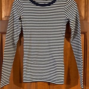 J. Crew Navy and White Striped Long Sleeve Top